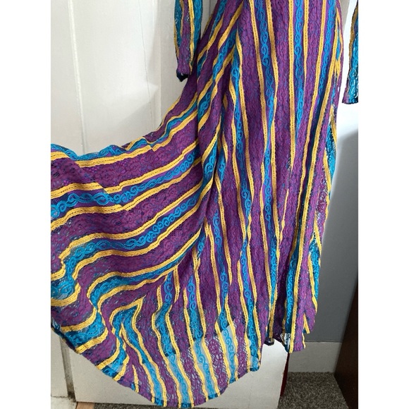 NEXIIA STYLEWE Lace Long-Sleeved Midi Dress Multicolored Stripes NEW - Picture 8 of 16